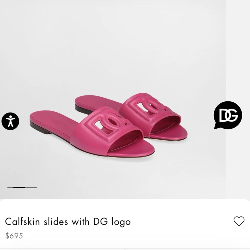 Dolce & Gabbana Hot Pink Calfskin Logo Slide Mules